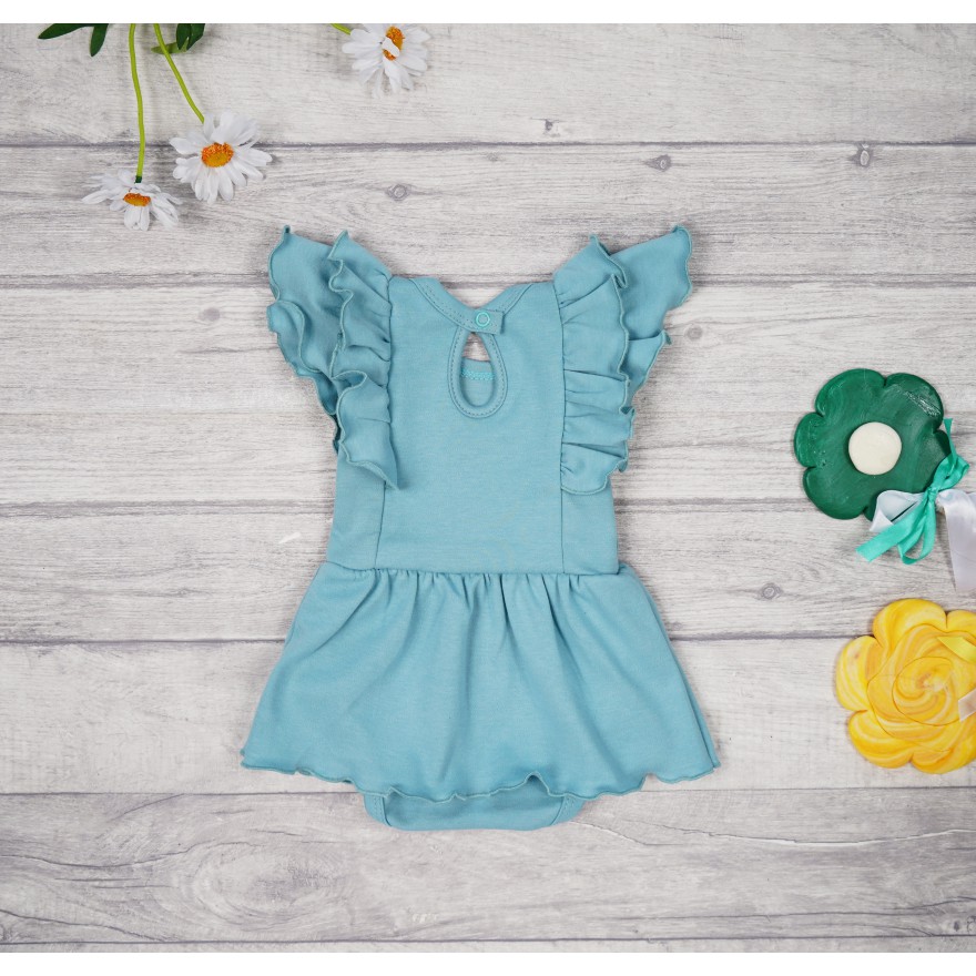 BODY SUKIENKA iceberg gładka z ozdobnym krótkim rękawem