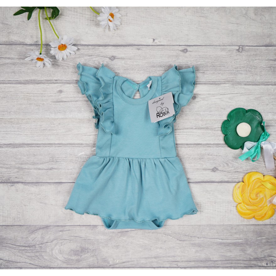 BODY SUKIENKA iceberg gładka z ozdobnym krótkim rękawem