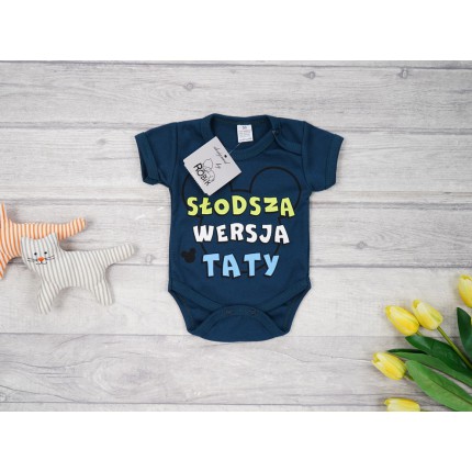 BODY SŁODSZA WERSJA TATY ciemny morski wzór 647 krótki rękaw