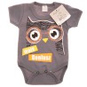 BODY MAŁY GENIUSZ sowa grafitowe wzór 650 krótki rękaw
