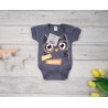BODY MAŁY GENIUSZ sowa grafitowe wzór 650 krótki rękaw