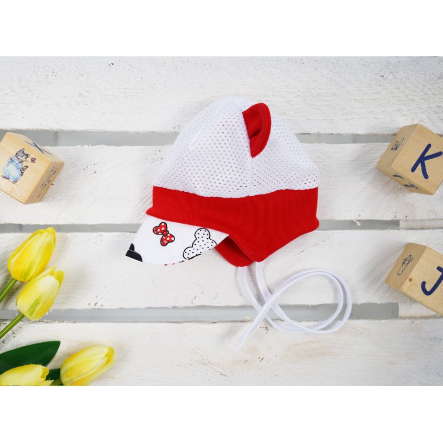 Biała CZAPKA MYSZKA DASZEK RED przeciw poceniu się głowy LATO