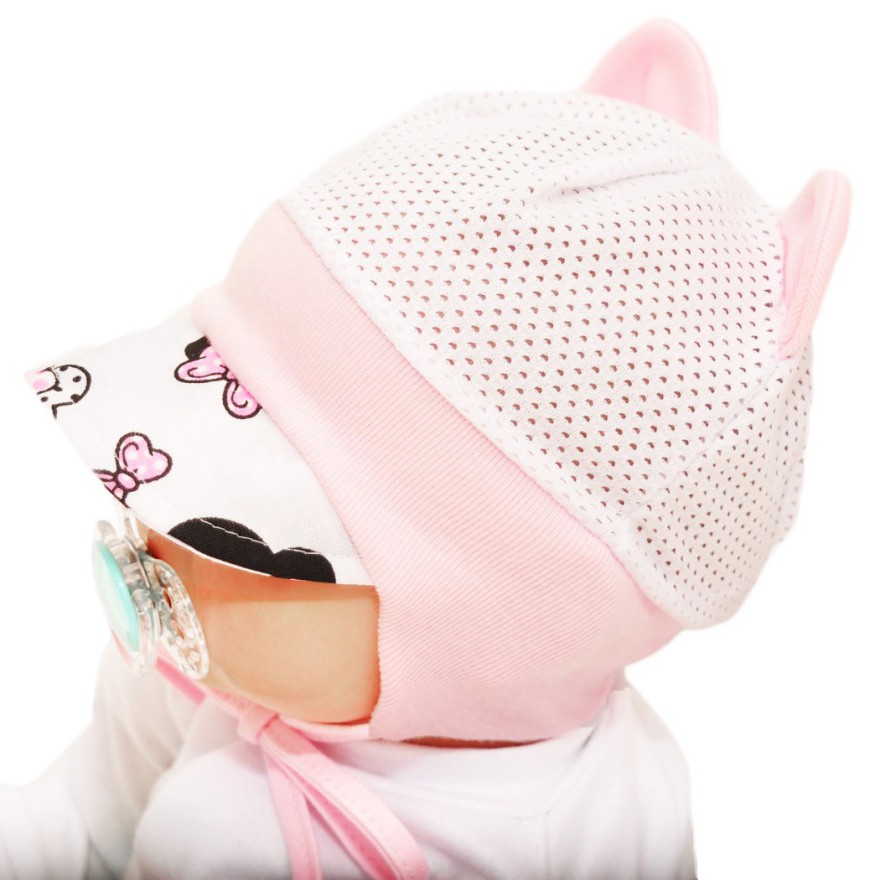 Biała CZAPKA MYSZKA DASZEK PINK przeciw poceniu się głowy LATO