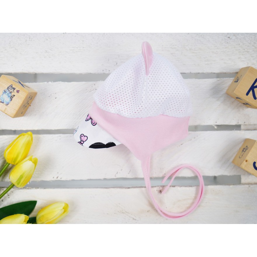 Biała CZAPKA MYSZKA DASZEK PINK przeciw poceniu się głowy LATO