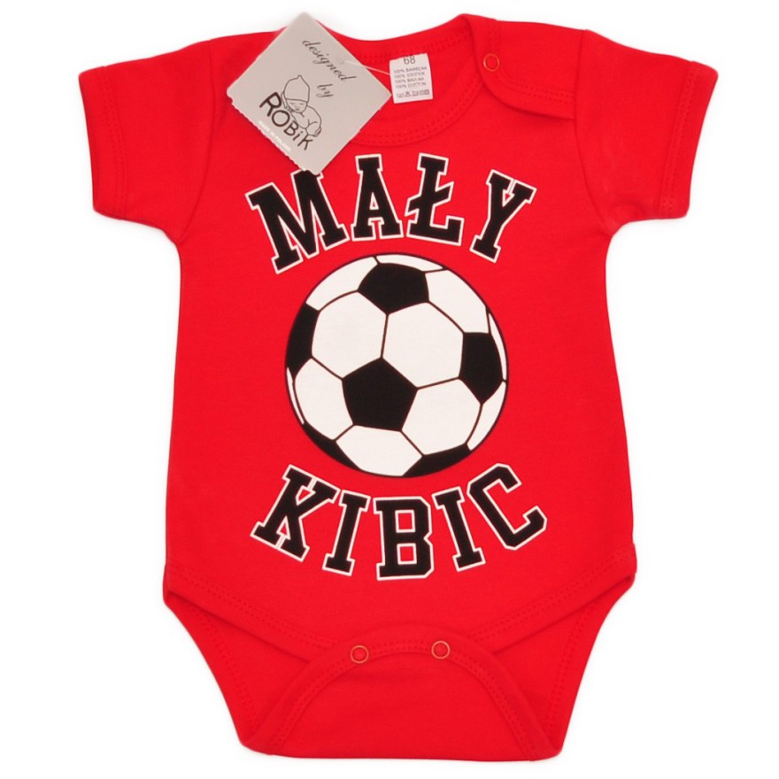 BODY MAŁY KIBIC z piłką czerwone wzór 662 krótki rękaw patriotyczne