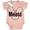 BODY MINI MIŁOŚĆ myszka pudrowy róż wzór 664 krótki rękaw