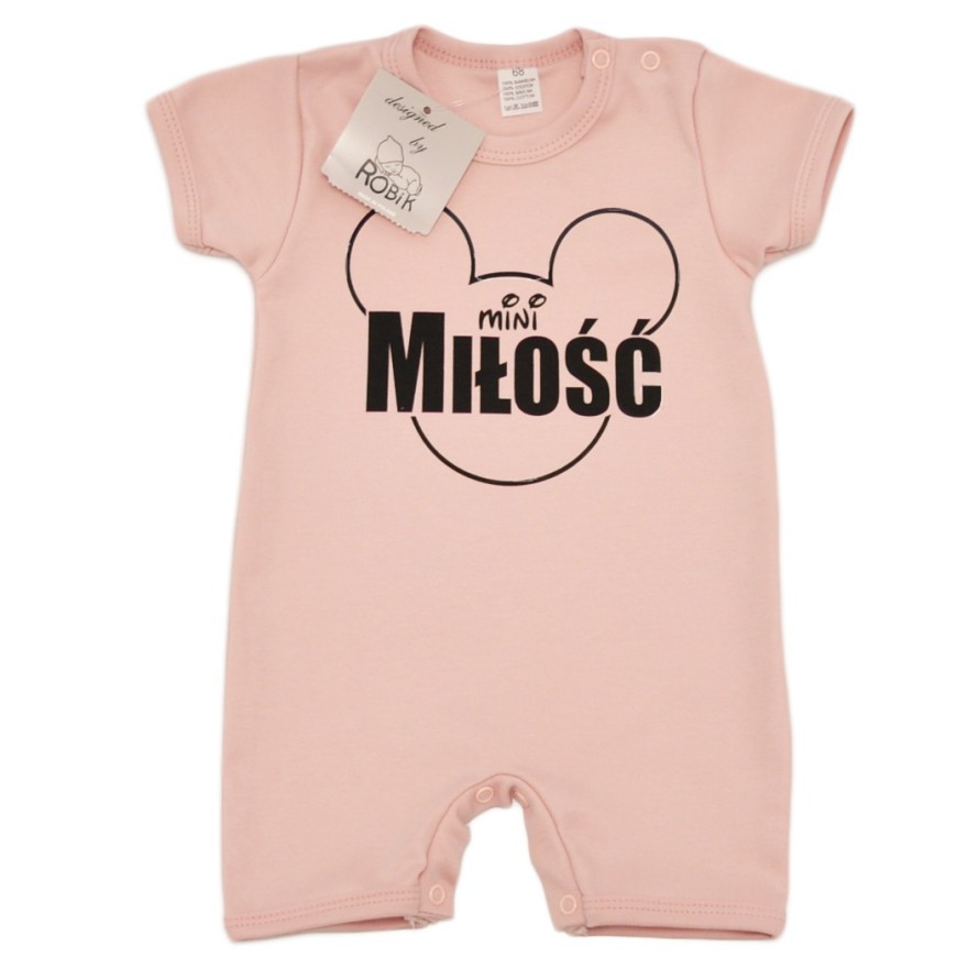 RAMPERS MINI MIŁOŚĆ myszka pudrowy róż wzór 664 lato