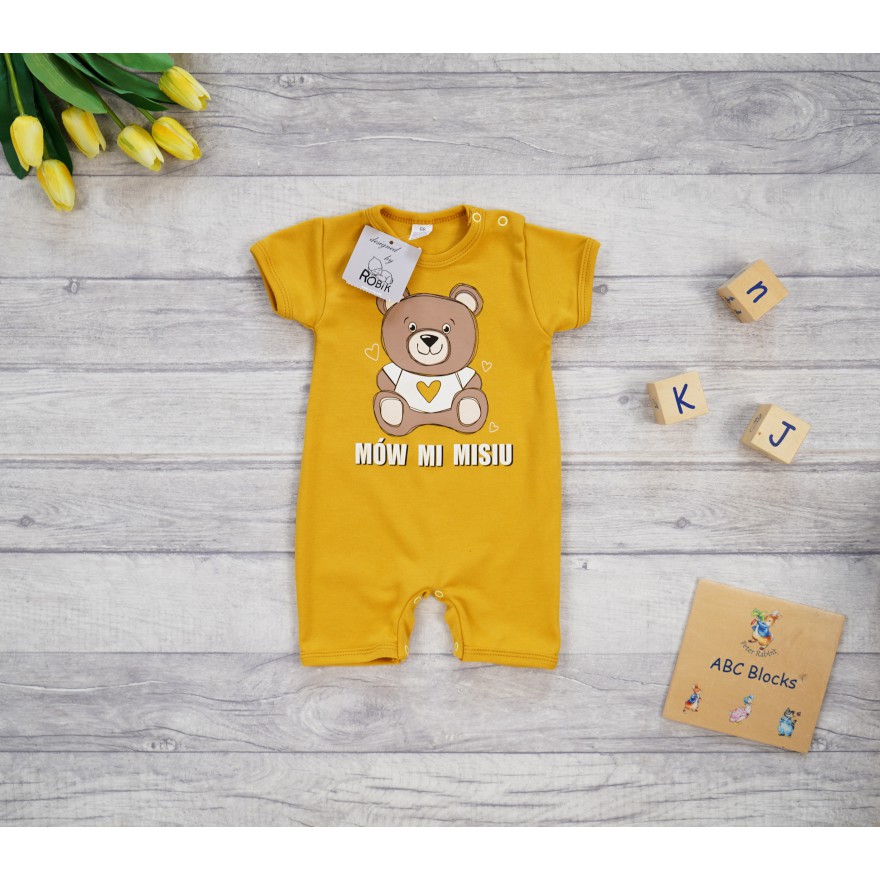 RAMPERS MÓW MI MISIU miś musztardowy wzór 672 lato