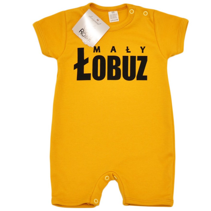 RAMPERS MAŁY ŁOBUZ musztardowy wzór 670 lato