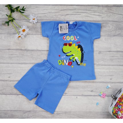 PIŻAMA letnia niebieska COOL DINO 674 krótki rękaw