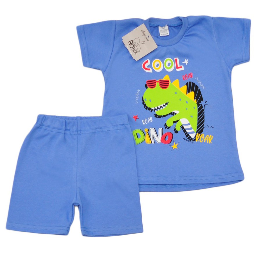 PIŻAMA letnia niebieska COOL DINO 674 krótki rękaw