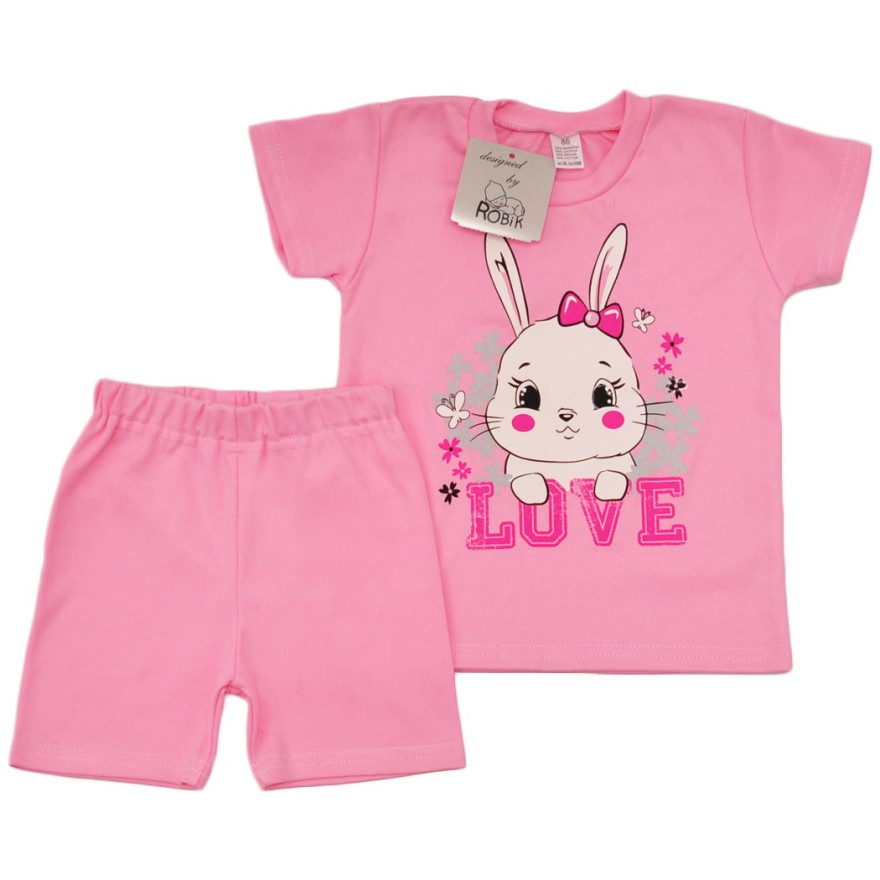 PIŻAMA letnia różowa LOVE KRÓLIK 681 krótki rękaw