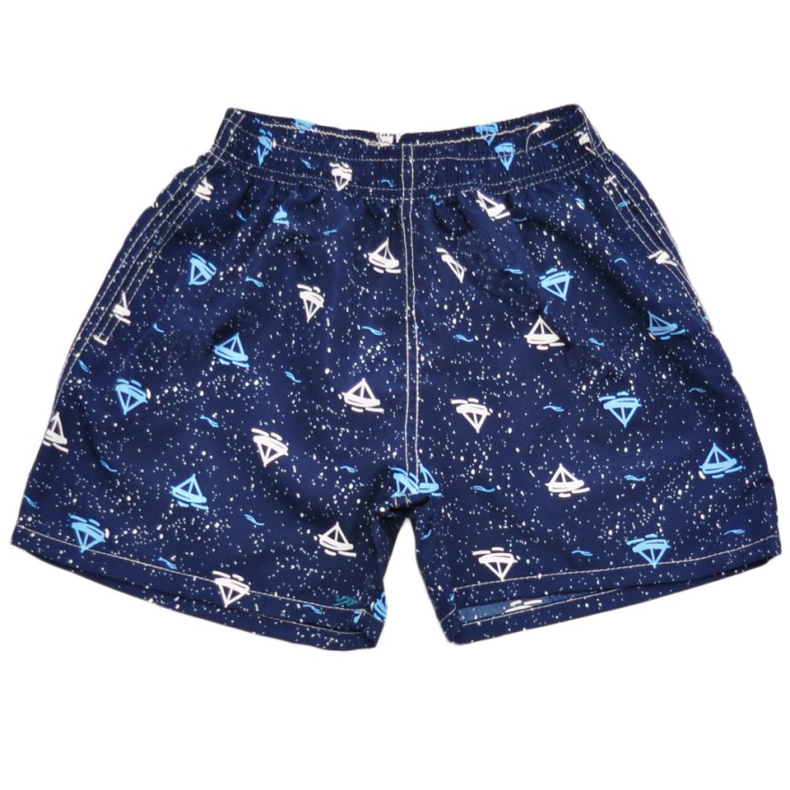 Kąpielówki chłopięce spodenki kąpielowe granat w żaglówki