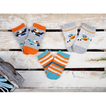 3pak SKARPETKI bawełniane skarpety chłopięce C-29 SAMOLOTY PASKI