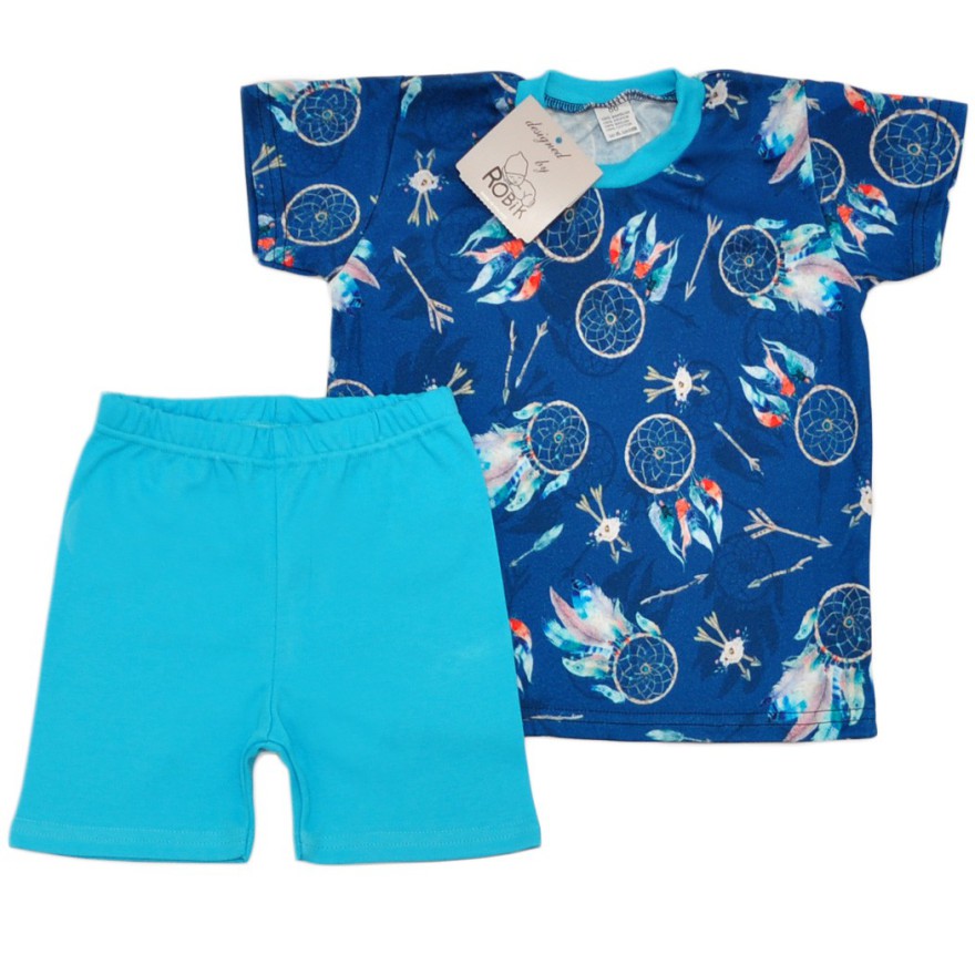 PIŻAMA letnia niebieska ŁAPACZ SNÓW 683 krótki rękaw