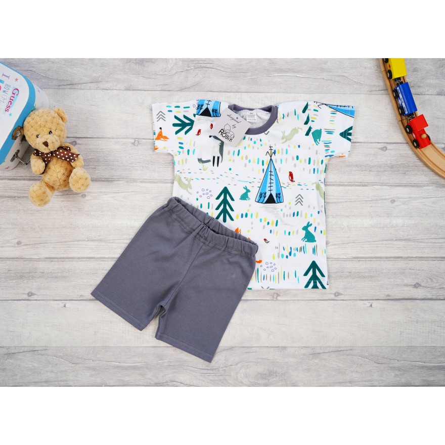 PIŻAMA letnia grafitowa TIPI 687 krótki rękaw