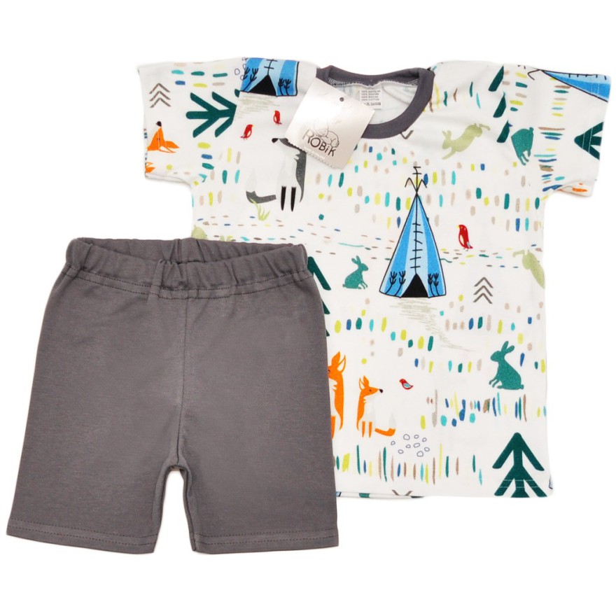 PIŻAMA letnia grafitowa TIPI 687 krótki rękaw