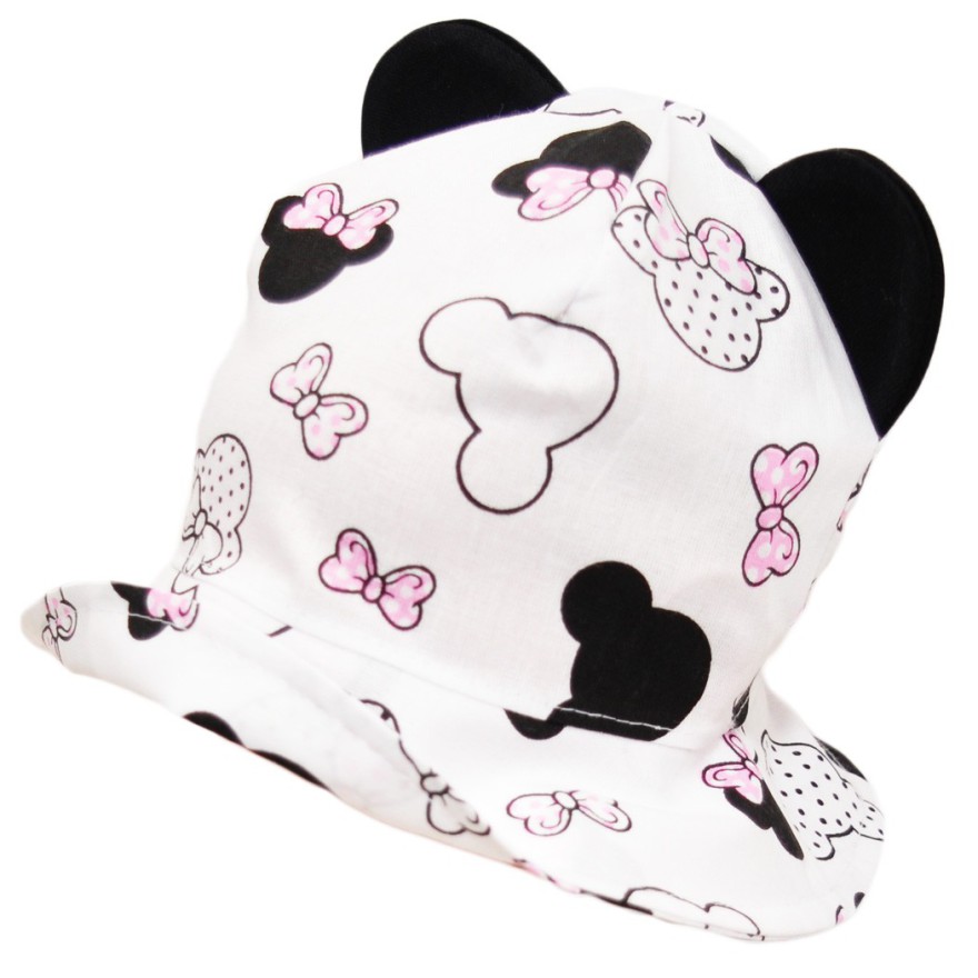 Biały KAPELUSZ MYSZKA z uszami czapka chroniąca przed słońcem LATO