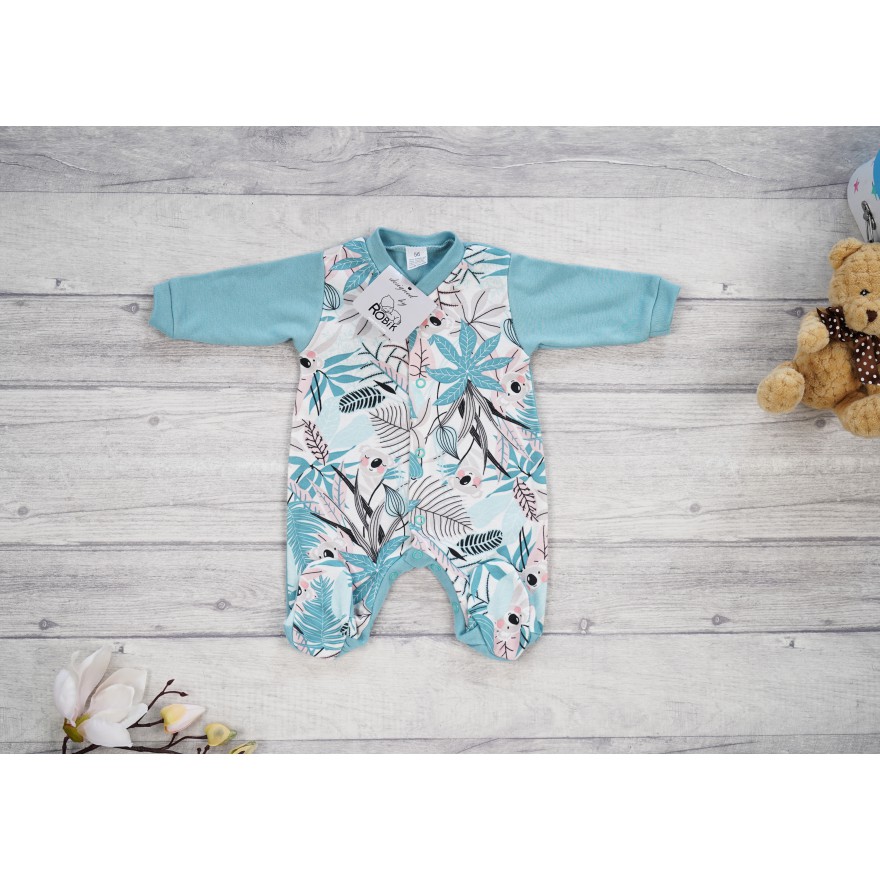 Pajac pajacyk bawełniany iceberg w misie koala liście wzór 377i