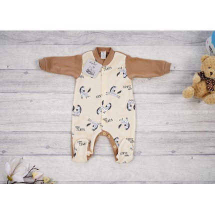 Pajac pajacyk bawełniany brązowy w zebry wzór 375