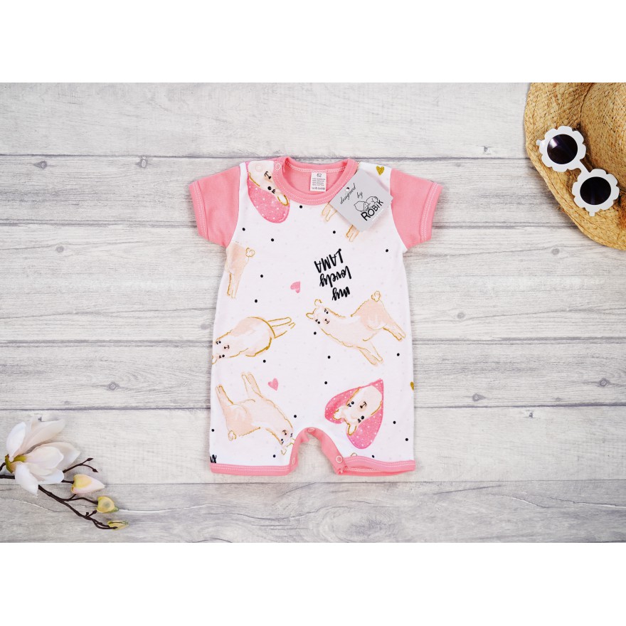 RAMPERS LAMA łososiowy wzór 682 lato