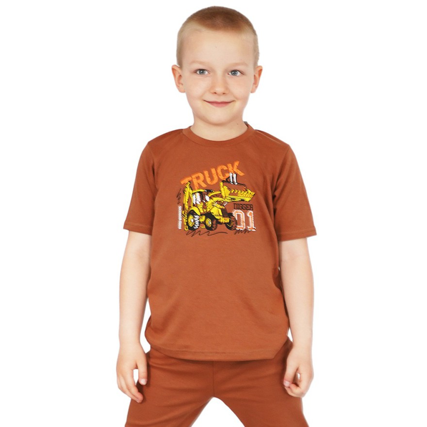 PIŻAMA letnia brązowa TRUCK 676 krótki rękaw