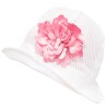 Biały KAPELUSZ ROZALIA z ozdobnym kwiatem czapka przeciw poceniu
