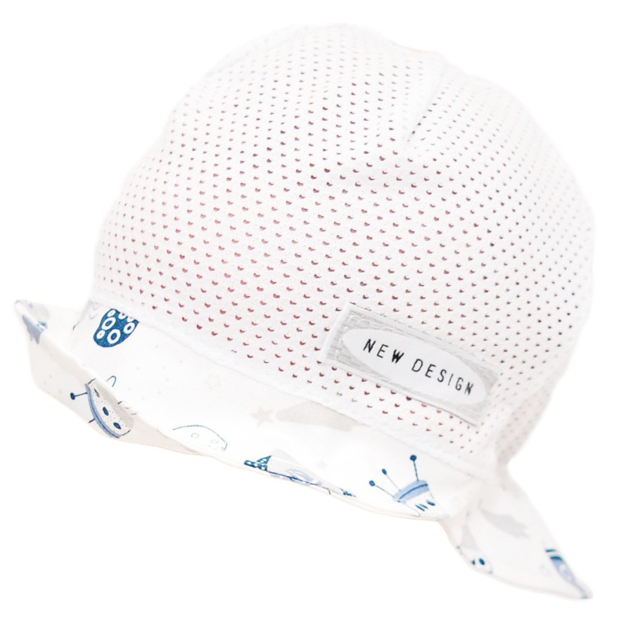 Biały KAPELUSZ KOSMOS czapka z daszkiem przeciw poceniu głowy