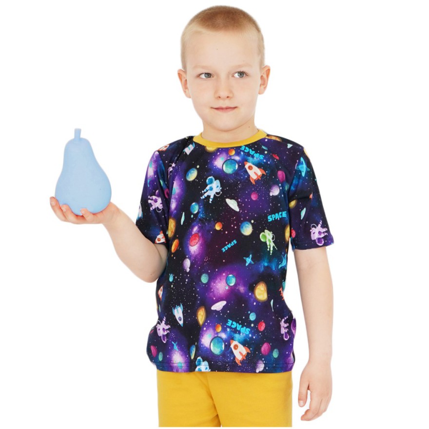 PIŻAMA letnia musztardowa kosmos 688 krótki rękaw