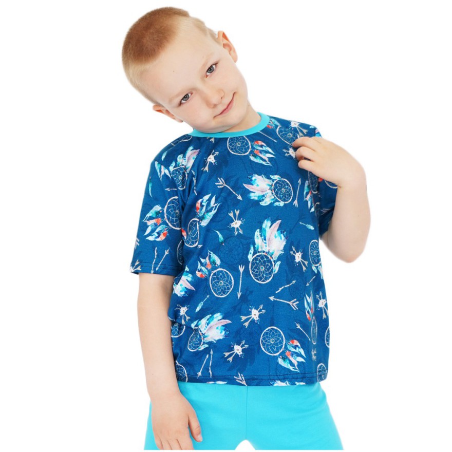 PIŻAMA letnia niebieska ŁAPACZ SNÓW 683 krótki rękaw