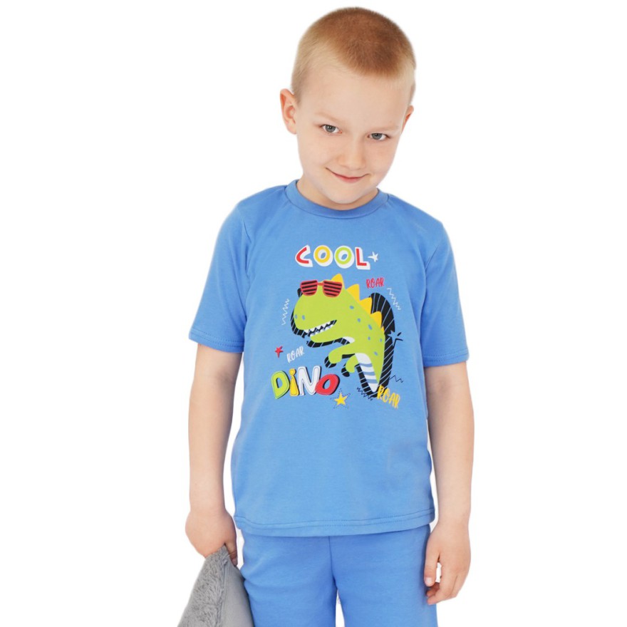 PIŻAMA letnia niebieska COOL DINO 674 krótki rękaw