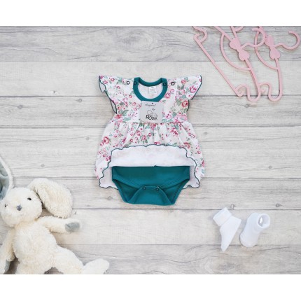 BODY SUKIENKA butelkowa w kwiaty na bieli w. 373b krótki rękaw