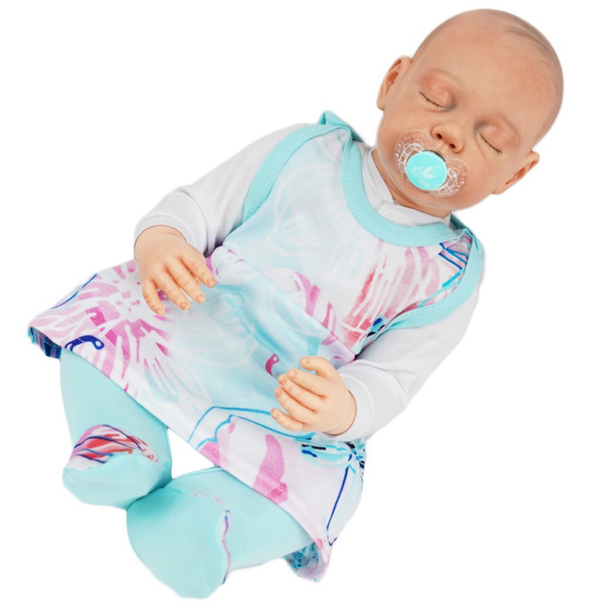 ŚPIOCHY SUKIENKA 2w1 miętowa w kolorowe kwiaty wzór 685