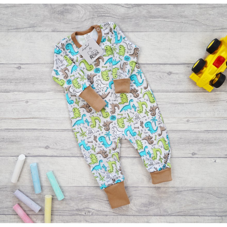 Pajac bez stópek RAMPERS brązowy dino pajacyk rosnący 371br