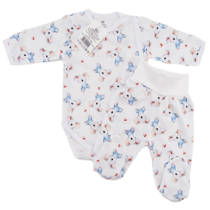 Komplet 2cz body kopertowe półśpiochy białe wz. koala WCZEŚNIAK