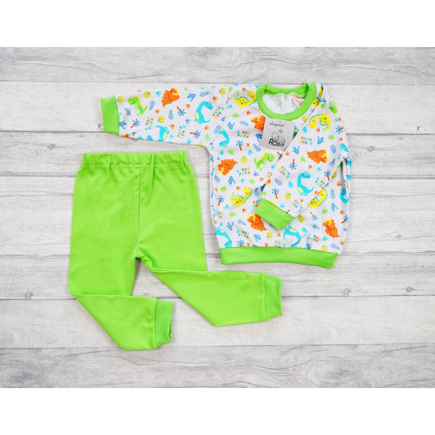 Trawiasta PIŻAMA w dinozaury długi rękaw wzór 188tr