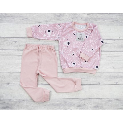 Pudrowa PIŻAMA w misie długi rękaw wzór 339r