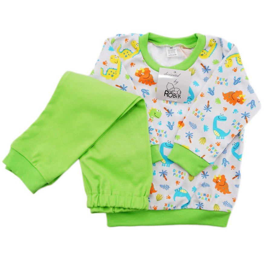 Trawiasta PIŻAMA w dinozaury długi rękaw wzór 188tr