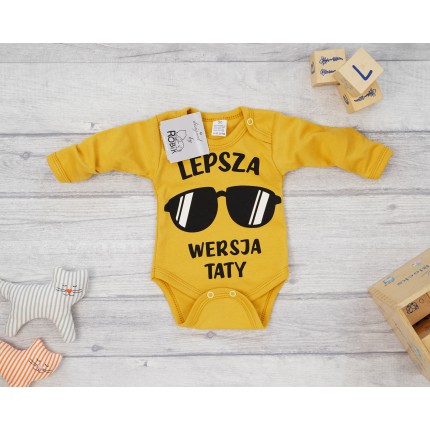 Musztardowe BODY LEPSZA WERSJA TATY długi rękaw wzór 692