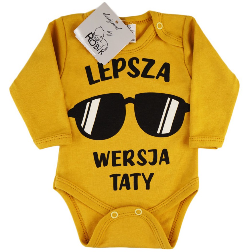 Musztardowe BODY LEPSZA WERSJA TATY długi rękaw wzór 692