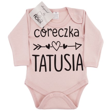Pudrowo różowe BODY CÓRECZKA TATUSIA długi rękaw wzór 695