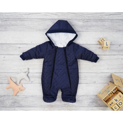 Granatowy KOMBINEZON pikowany 2 suwaki JESIEŃ-ZIMA