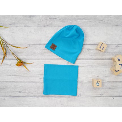 Turkusowy komplet CHILL OUT czapka + komin wiosna/jesień