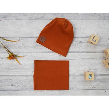 Brązowy komplet CHILL OUT czapka + komin wiosna/jesień