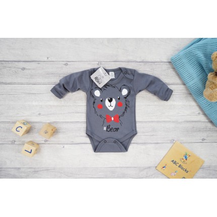 Grafitowe BODY BEAR miś długi rękaw wzór 700