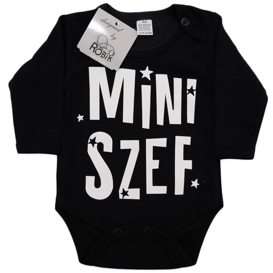 Czarne BODY MINI SZEF długi rękaw wzór 696