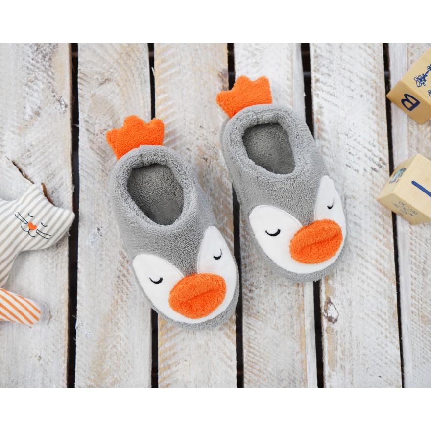 Szare KAPCIE PINGWINY ciepłe miękkie ciapy