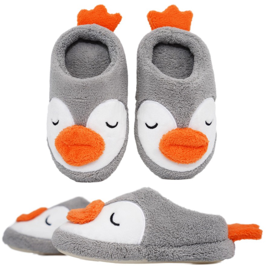 Szare KAPCIE PINGWINY ciepłe miękkie ciapy