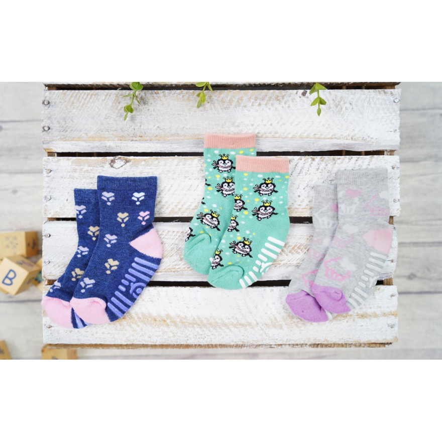 3 PAK SKARPETKI PINGWINKI skarpety dziewczęce z ABS D-35