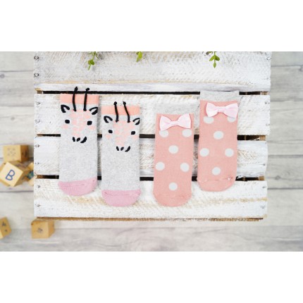 2 PAK SKARPETKI ŻYRAFA skarpety dziewczęce z silikonem D-36